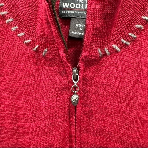 Woolrich Christmas Holiday Wool Vest Knit Red Full Zip Large - Picture 6 of 7